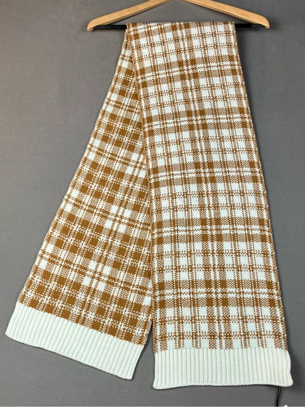 Timberland Fall Cozy Plaid Scarf Cream / Burnt Orange NWT!